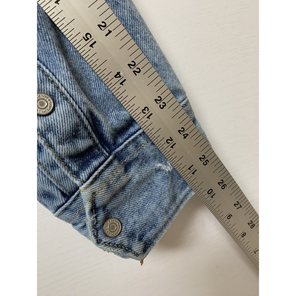 Zara Denim Shacket Mens XL Blue Metal Snap Shirt Jacket Distress Relaxed Fit - Picture 13 of 14